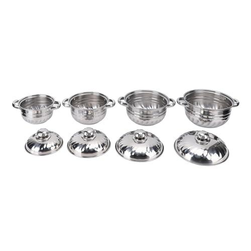 Fabater Juego de Ollas para Sopa de Acero Inoxidable, Fácil de Limpiar y Almacenar, Olla Sopera de 4 Piezas con Tapas para Viajar