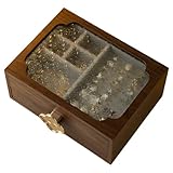 WinYeah ジュエリー収納ボックス 木製 宝石箱 アクセサリー収納ケース 引き出し式 海棠花模様ガラス 四葉のクローバー取っ手付き ベルベット内装 プレゼント 母の日 クリスマス 結婚式 記念日 誕生日卒業式 成人式 (2段)