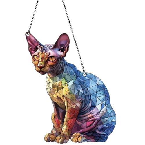 Image of Sphynx Acrylic Window Hanging Ornament Gift for Lovers Christmas Decor