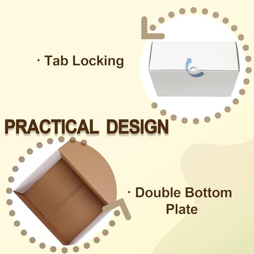 Image of WIFTREY 10x7x4 White Shipping Boxes Set of 25, Corrugated Cardboard Box 10 x 7 x 4 for Mailing Packing Gifts, Shipping Small Business