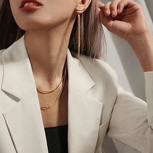 Long Tassel Dangle Earrings for Women Gold Silver Chain Tassel Earrings Punk Sleek Metal Chain Earrings Hypoallergenic Lightweight Tassel Drop Earrings2