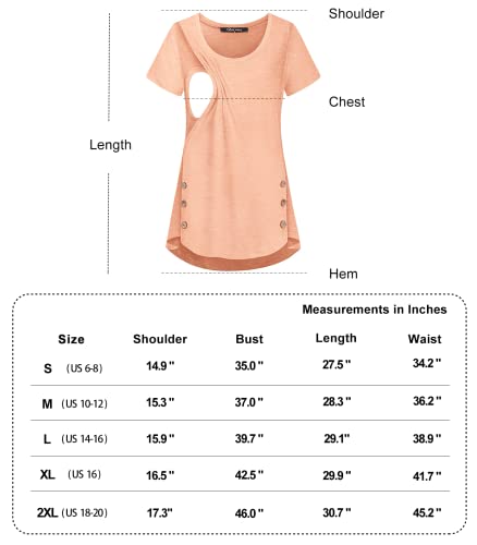 Maternity Tops And Blouses, Quinee Women Scoop Neck Cap Sleeve Summer Loose Fashion Nursing Tunic For Leggings Breastfeeding Pumping Clothes Knitting Basic Tee Shirts Coral #TOP6