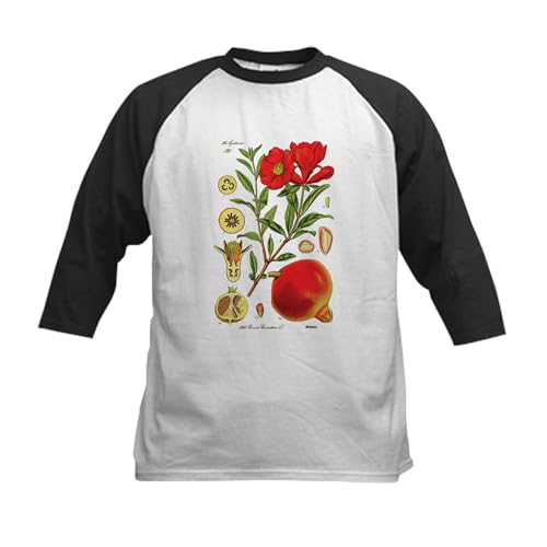 CafePress Vintage Pomegranate Kids Baseball Jersey Kids Cotton Baseball Jersey, 3/4 Raglan Sleeve Shirt Black/White