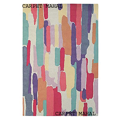 Image of Carpet Mahal Export Quality Handmade Tuffted Pure Woollen Carpet for Living Room Bedroom Size 5 x 8 feet (150X240 Cm) Color-Multi