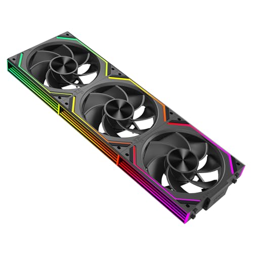 Image of PC Fan JM-V2 RS 120 Infinity Mirror Module Daisy-Chain ARGB Fan 120mm Triple Pack Suitable for Computer Case & 360mm AIO Cooler (Black Reverse)