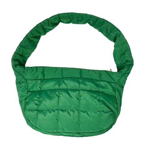 Puffy Quilted Shoulder Bag for Women - Lightweight Nylon/Poly with Zipper Closure, Padded Handbag - Ideal for Any Occasion