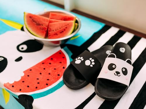 Dedoles Badeschuhe & Hausschuhe viele lustige Designs Bücher Kaffee Katze Party Pizza Dackel Fuchs Panda Delfin Geschenk, Farbe: Pandapfoten, Gr.: 31 EU