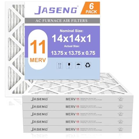 JASENG 14x14x1 Furnace Air Filters 6 Pack, MERV 11 MPR 1000 & FPR 7 Filtering, HVAC Air Filter Replacement (exact dimensions: 13 3/4"x 13 3/4"x3/4") Cover
