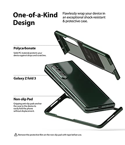Image of Ringke Polycarbonate Slim Case Compatible For Samsung Galaxy Z Fold 3, Hard Thin Solid Premium PC Shockproof Lightweight Protective Phone Cover For Z Fold3 5G 2021 (Deep Green)