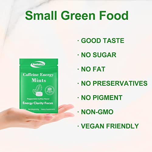 Upvitality Sugar Free Caffeine Mints,100Mg Caffeine,Taurine & B Vitamins Breath Mints For Energy And Focus, Caffeine Candy, 1 Mint Replaces 1 Coffee, Energy Chews,Gum,Gummies,Pills(3Pack,12Mints) #TOP5