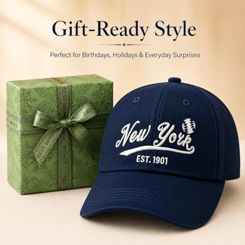 Image of Classic Vintage Embroidered Fashionable Baseball Cap for Men Women Teenager Cap City Hat Adjustable with Gift Box