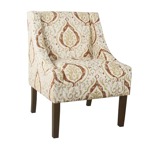 Image of HomePop Classic Swoop Arm Accent Chair - Orange & Cream Medallion