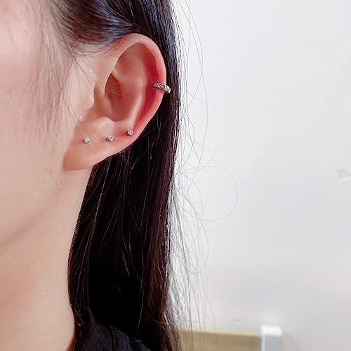 2mm 20g Tiny Cubic Zirconia Ball CZ Cartilage Stud Earrings For Women Mens Stainless Steel Small Post Hypoallergenic Sets4