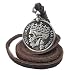 ODETOJOY Classic Coin Brown Genuine Leather Pendant Necklace Skull Steampunk Chunky Pendants Jewelry for Men Choker (Silver)