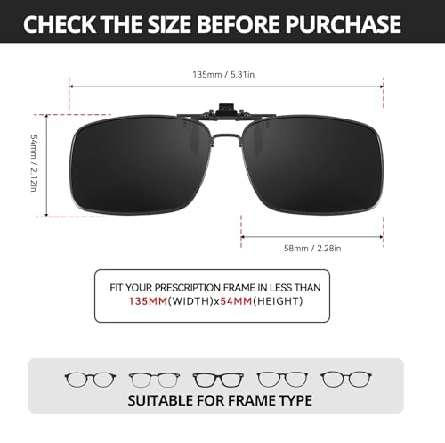 FIMILU Clips on Sunglasses Over Prescription Glasses for Men Women，Polarized Reduce Glare UV400 protection Metal Frame3
