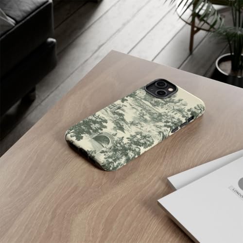 Coque iPhone 14 Plus rigide mate anti-rayures motif paysage vert campagne d'époque