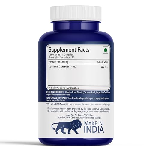 Image of Fitness Veda Liposomal Glutathione Supplement - 30 Capsules| Liver Health & High Bioavailability Formula | Enhanced Absorption Antioxidant | Cellular & Face Health - Helps in Skin Hydration