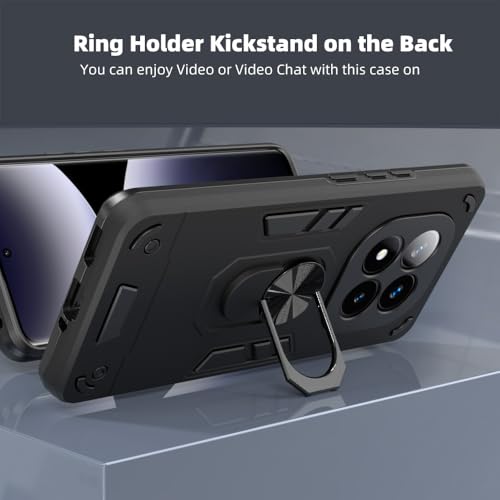 Image of NDCOM for Redmi Note 14 Pro Plus Back Cover | Premium Protective Redmi Note 14 Pro Plus 5G Back Cover | Shockproof Ring Holder Case