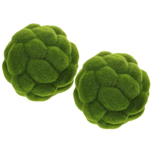 NASSMOSSE Bola de Musgo Verde Artificial, Adorno Decorativo Resistente a la decoloración, para jarrón y hogar, 4 Pulgadas, 2 uds.