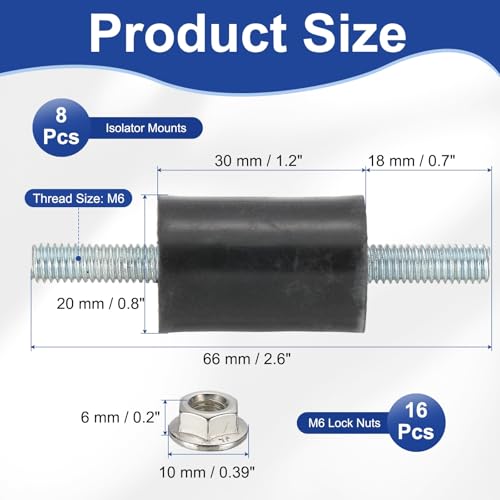 Plot caoutchouc M6 PATIKIL pour stopper les vibrations de machine et moteur - 2
