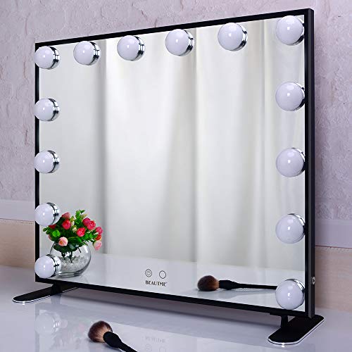 Vanity Mirror with Lights,Hollywood Lighted Mirror with Dimmer Bulbs,Tabletop or Wall Mounted Vanity Makeup Mirror Smart Touch Control (Black) - Thumbnail 7