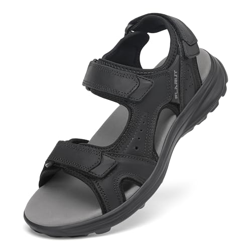 Image of FLARUT Men's Open Toe Leather Hiking Sandals Water Shoes Adjustable