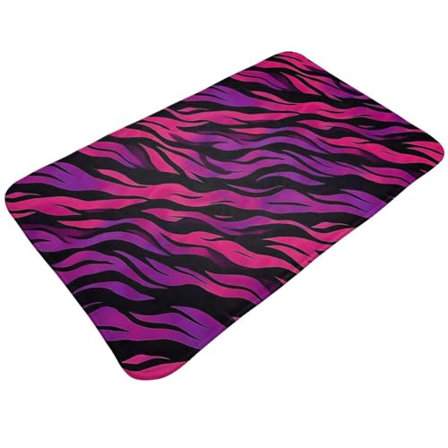 TZTTZT Tappeto da bagno con stampa motivo rosa viola, 76 x 50 cm, assorbente, antiscivolo, lavabile in lavatrice, tappetino da doccia per bagno