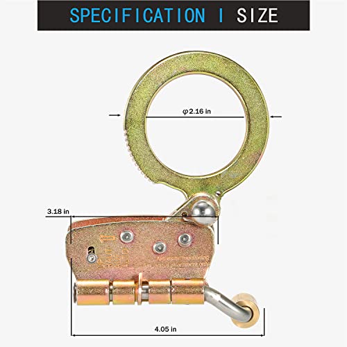FHFallArrest Fall Protection Rope Grab with Anti-Panic Feature, Auto-Trail Double Locking Rope Grabs Fall Arrester, Used with 5/8” Lifeline Rope, for Construction, Climbing, Comply to ANSI/OSHA - Thumbnail 7