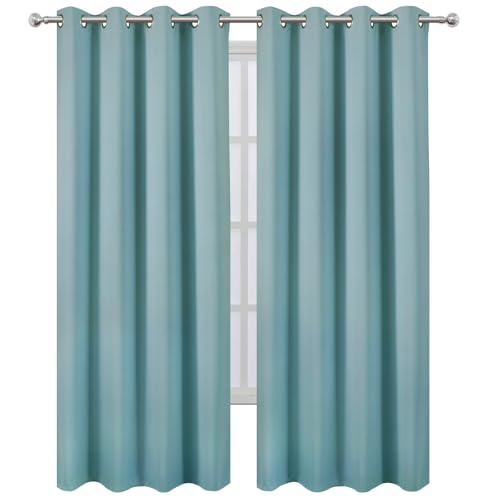 Image of LEMOMO Blackout Curtains 52 x 108 inch /Stone Blue Curtains Set of 2 Panels /Thermal Insulated Room Darkening Bedroom Curtains