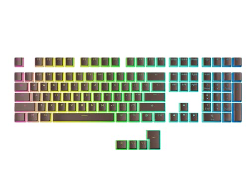 Image of Ranked Pudding PBT Keycaps | 112 Double Shot Translucent ANSI US & ISO Layout | OEM Profile for RGB Mechanical Gaming Keyboard (Coffee Quartz)