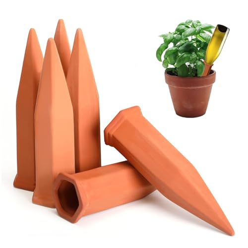 Aquafix 自動水やり機 植物 6本セット 自動給水器 陶器 室内 留守 水やり ペット ボトル プランター 給水ツール 繰り返し使用 ガーデニング用品（17.5*4.8cm）