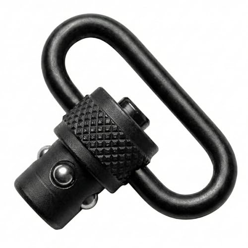Shapakine 2 Pack QD Sling Mount Adapter for HK Style Hooks, 1 Inch Heavy Duty Steel Push Button Quick Detach Swivel Attachment Point, Triangle Loop Sling Clip Connector for Tactical Gear, Matte Black