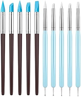 Clatoon 10Pcs Silicone Clay Sculpting Tool, Modeling Dotting Tool & Pottery Craft use for DIY Handicraft, Silicone Brush, Sculpture Pottery, Nail Art