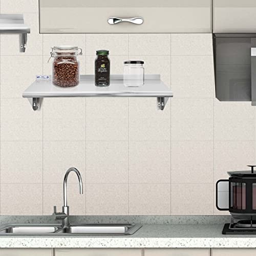 hally stainless steel shelf 14 x 36 inches 300 lb commercial wall mount floating shelving for restaurant kitchen home and hotel