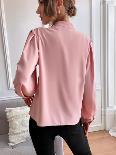 Womens Fashion Button Up Blouse Tops Long Long Sleeve Shirts3