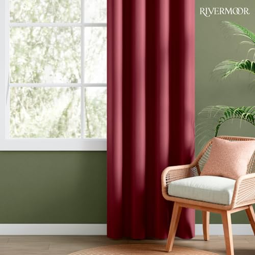 Image of Rivermoor Blackout Curtains Set of 1 | Blackout Curtains 7 feet Long for Living Room & Bedroom | Maroon | 80% Room Darkening | 250 GSM | Acrylic Eyelet | 114 x 213 cm