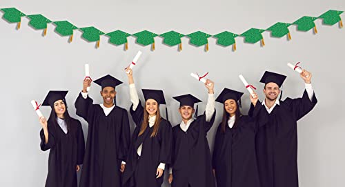 Image of Graduation Decorations Class of 2026 Pre - Strung Glitter Congrats Grad Graduation with Tassel Party Congratulations Banner Decor College High School Graduation Party Favors Green