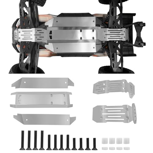 RCLIONS Stainless Steel Front Rear Center Skid Plate Chassis Protector Guard Armor for 1/6th XRT 8S RC Crawler Car Upgrades