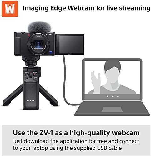 Sony, Vlog-Kamera ZV-1 | Digitalkamera (Variabler Bildschirm f&uuml;r Vlogging, 4K-Video) ZV1BDI.EU - Schwarz (erneuert)