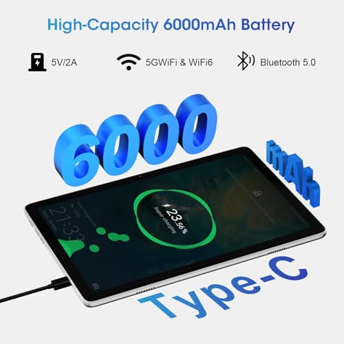 Image of WeTap Android Tablet 10 Inch 3GB RAM 64GB ROM Android 12 Tablets Octa-Core Processor 1280x800 IPS Display Tablet with Camera 2+8MP WiFi Bluetooth 6000mAh Battery (Silver)