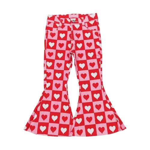 Todder Western Valentine's Day Girl Jeans Bell Bottom Pants