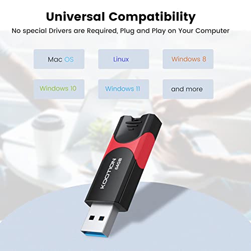 Image of KOOTION Flash Drive 64 GB USB 3.0 Flash Drive Thumb Drive Retractable 64G Zip Drive Ultra High Speed USB Stick Jump Drive Rugged Memory Stick with LED Indicator for Data Storage and Transfer