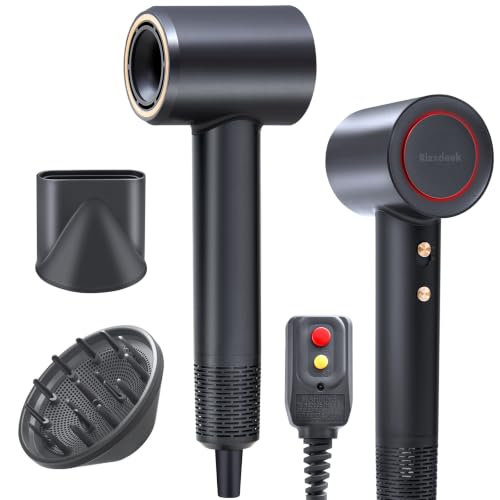 Fast Drying High Speed Hair Dryer LifetimeWarranty Professional Low Noise and Quiet Lightweight with 500M Negative Ions Thermo-Control Compact Blow Dryer for Curly Hair Home Travel Salon Black