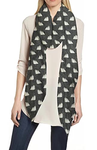 Lina & Lily Maltese Dog Print Women's Scarf Shawl Wrap Lightweight - Main Image