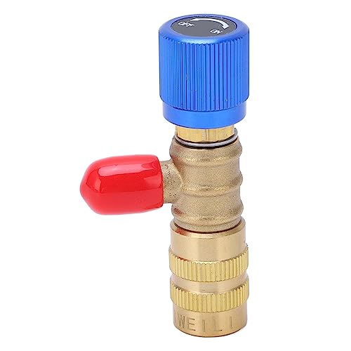 Válvula de carga de refrigerante, 2 piezas, adaptador de seguridad de latón con rosca de 1/4 pulgada para refrigerantes R22, R410, R134A y R404 miniatura 6