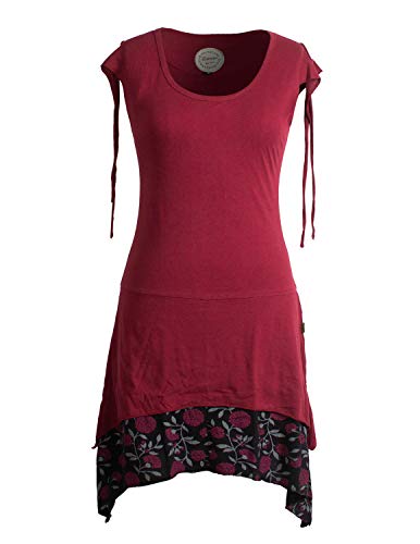 Vishes - Alternative Bekleidung - Ärmelloses Lagen-Look Elfen Zipfelkleid aus Baumwolle dunkelrot 44