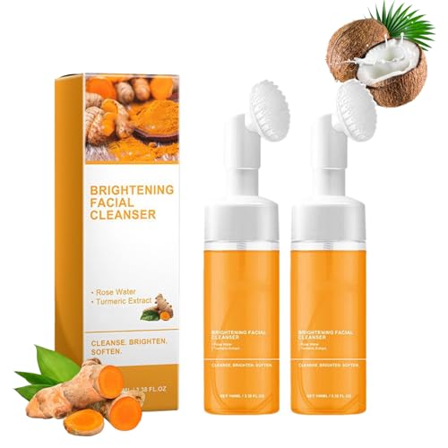 Nettoyant visage curcuma lot de 2 mousses exfoliantes avec brosse