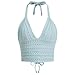 Naileksi Women Lace Up Backless Crochet Crop Halter Top Y2k Slim Fit Sleeveless V Neck Self Tie Back Knit Crop Cami Top Mint Blue
