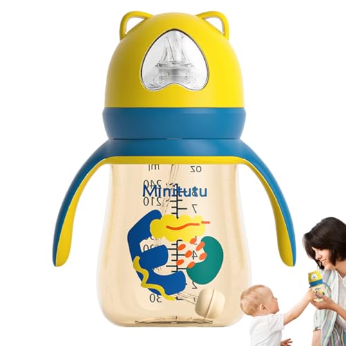 赤ちゃん用哺乳瓶、母乳哺乳瓶,漫画の赤ち ゃんボトル - 新生児ボトルワイドネック 300 ミリリットルボトル、お手入れが簡単な母乳育 児用疝痛防止 ソフト乳首ボトル