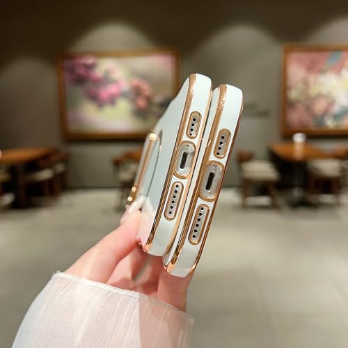 Coque de luxe iPhone 15 Plus plaquée blanche et compatible MagSafe